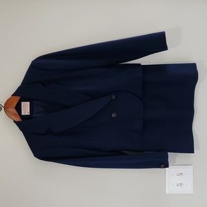 Vintage Navy-Blue Pendleton Petite 100% Wool Suit sz 6 Blazer Jacket & 4 Skirt